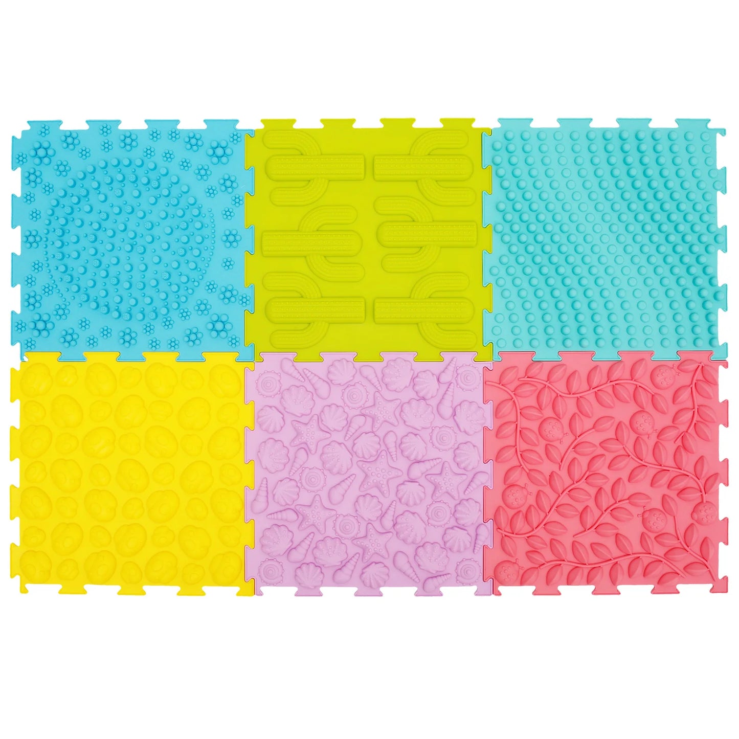 6Pcs Sensory Mats Silicone Plantar Finger Pressure Plate Foot Massage Sensory Toy Stackable Lightweight Puzzle Play Mat for Kids